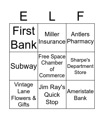 Chamber of Commerce Elf on the Shelf Bingo Card