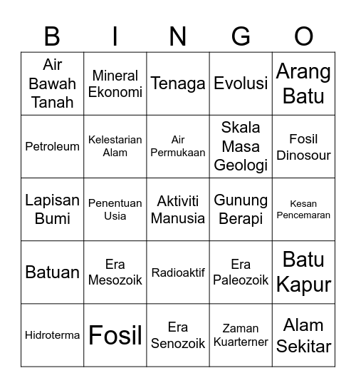 BINGO BUMI Bingo Card