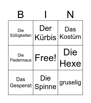 Halloween Bingo Card