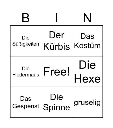 Halloween Bingo Card