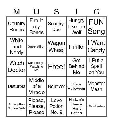 Music Therapy Bingo Card
