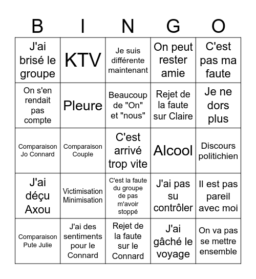 Pute vocal Bingo Card