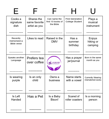 Falling into Faith, Growing with Community Bingo Card