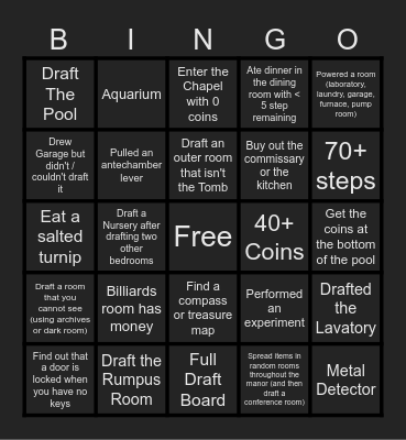Blue Prince Day 1 Challenge Bingo Card