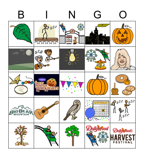 Dollywood Harvest Festival Bingo Card
