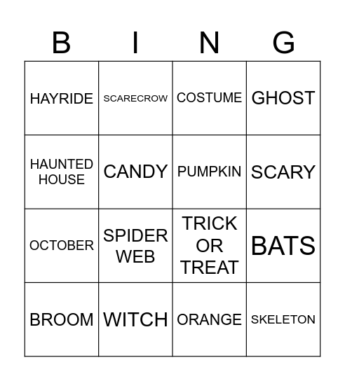 HALLOWEEN Bingo Card