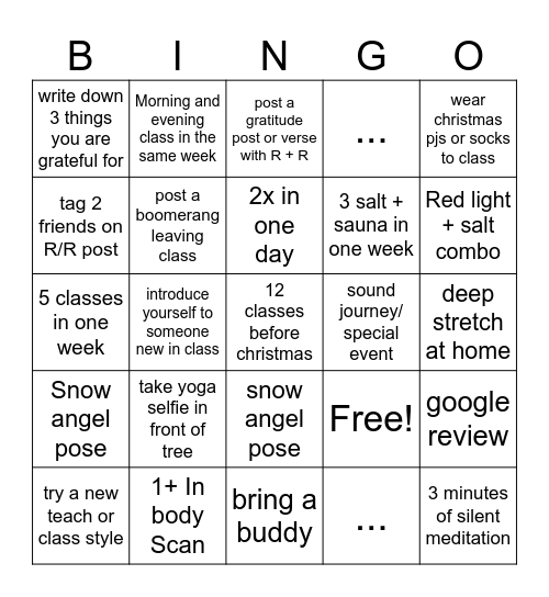 R + R Bingo Card