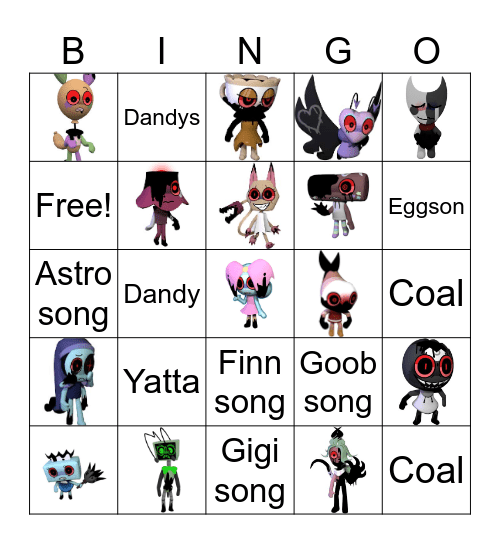 Dandy’s world Bingo Card