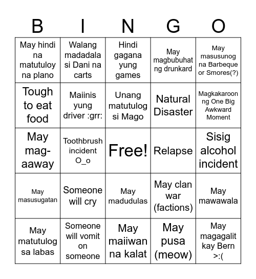 DANI BDAY CELEB BINGO (subj to change) Bingo Card
