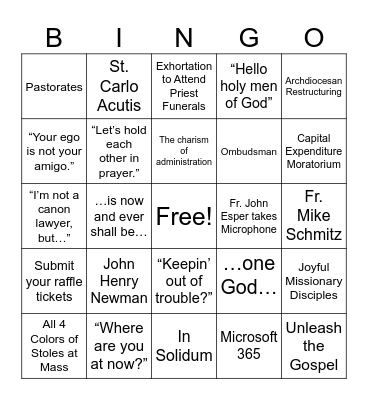 AOD Convocation 2025 Bingo Card