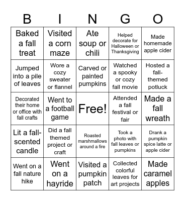 MSCR Fall Find Someone Who! Bingo Card
