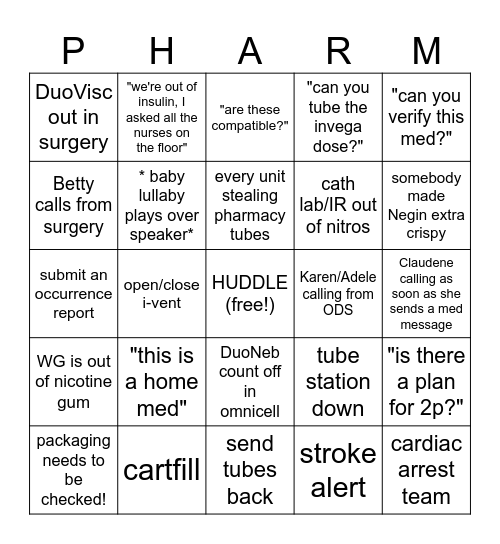 Ingalls Pharmacy Week 2025 Bingo Card