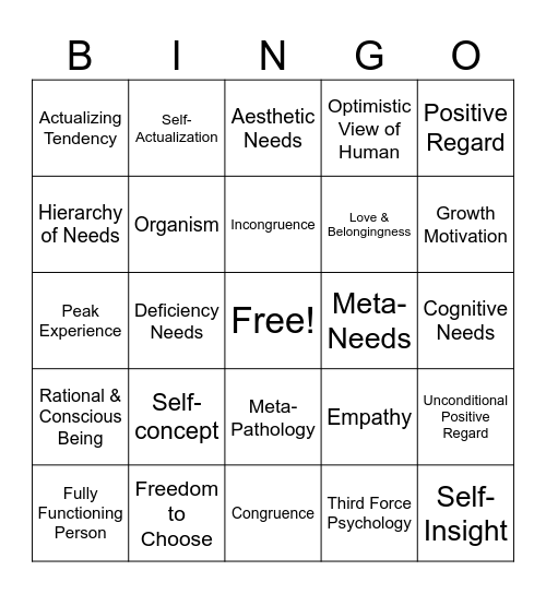 Humanistics Bingo Card