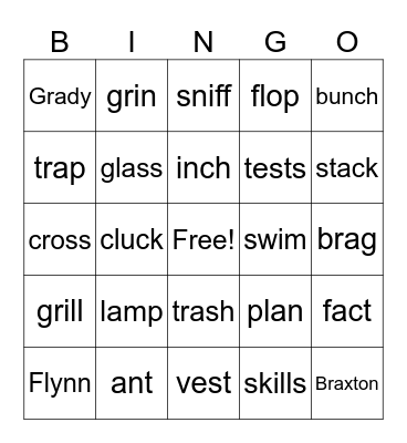 Wilson Words Bingo Card