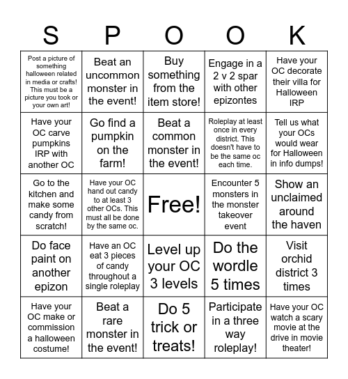 Halloween Bingo Card