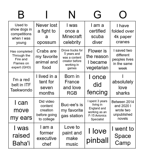 TGC Onsite Bingo! Bingo Card