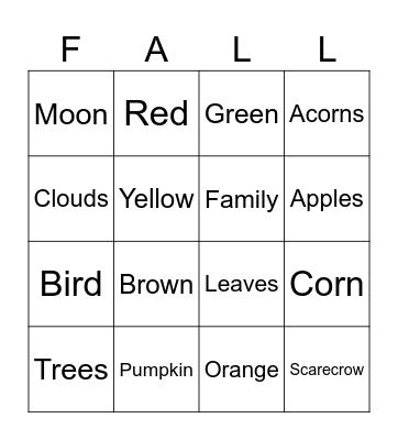 FALL Bingo Card