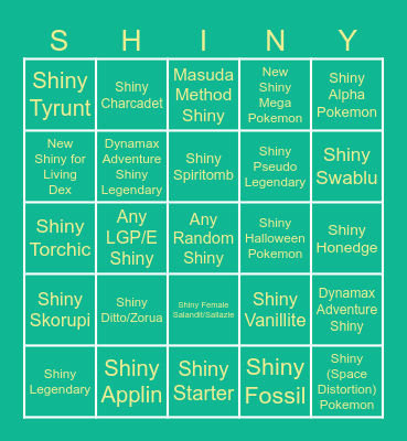 Shiny Bingo Card