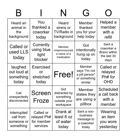 RPH CEQ Pharmacy Week 2025 Bingo Card