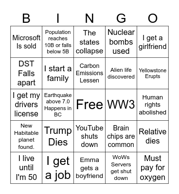 Lifetime Bingo Card