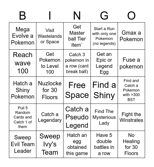 PokeRogue Bingo Card