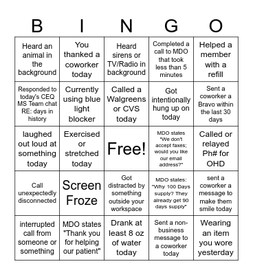 PCC (Ph) CEQ Pharmacy Week 2025 Bingo Card