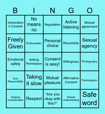 Consent Bingo Card