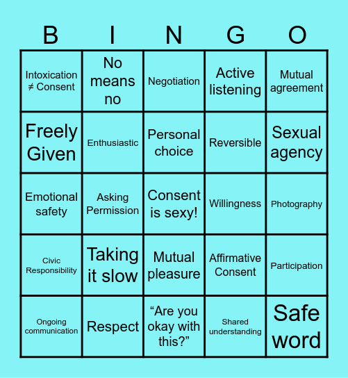 Consent Bingo Card