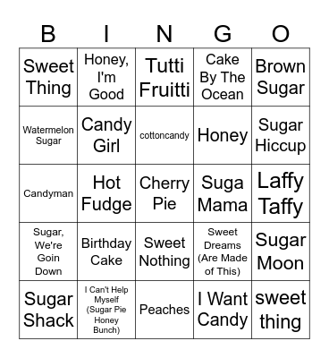 Sweet Tooth Bingo Card