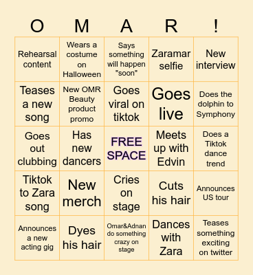 October/Novembermar 2025 Bingo Card