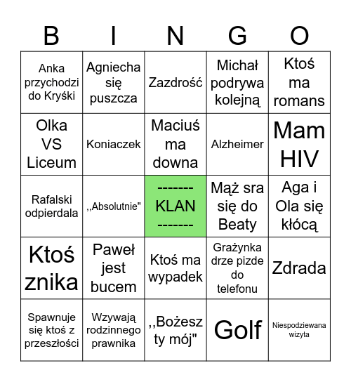 KLAN odcinki 500+ Bingo Card