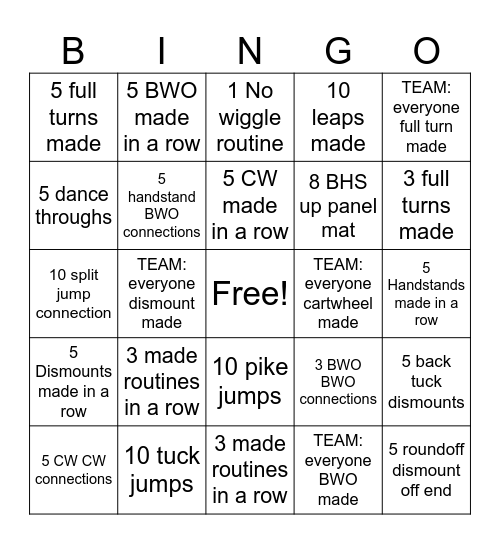 Beam Bingo Card