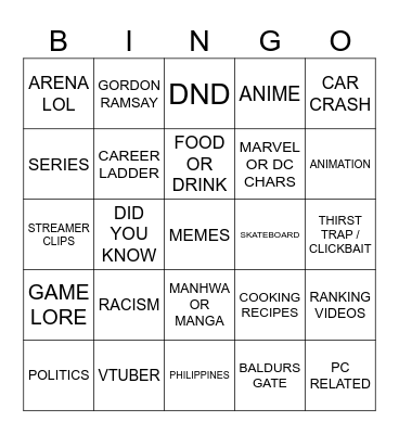 BIBIBIBIBINGOOO Bingo Card
