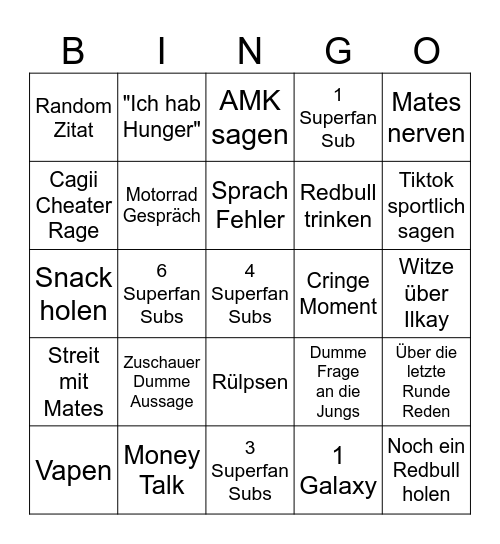 WarZone Bingo Card