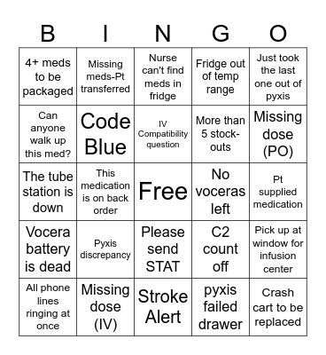 Hospital Pharmacy Happy Pharmacy week Bingo Card