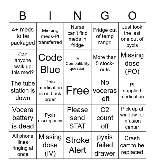 Hospital Pharmacy Happy Pharmacy week Bingo Card