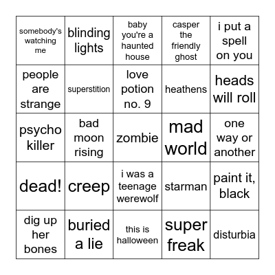 halloween vibes Bingo Card