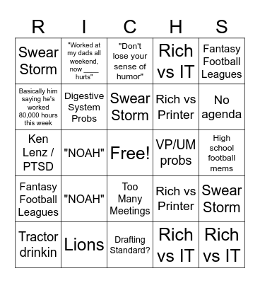 Rich Bingo Card