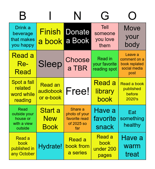 Dewey's Read-a-thon October 2025 Bingo Card