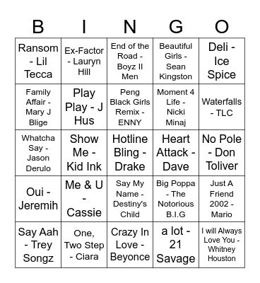 Black History Month Music Bingo 2 Bingo Card