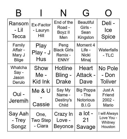 Black History Month Music Bingo 2 Bingo Card