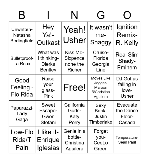 LK#1 The 2000's & MORE! (2) Bingo Card