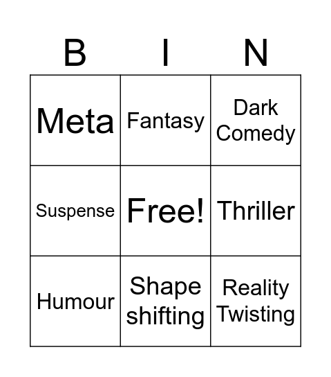 Bookish Bingo! Bingo Card