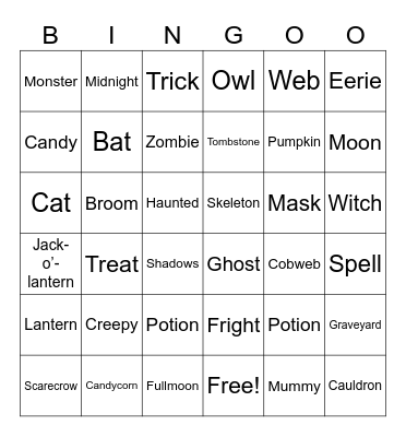 Halloween Bingo Card