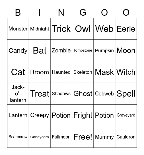 Halloween Bingo Card