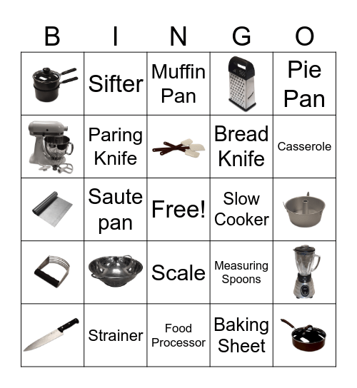 Kitchen Equipment Bingo Card