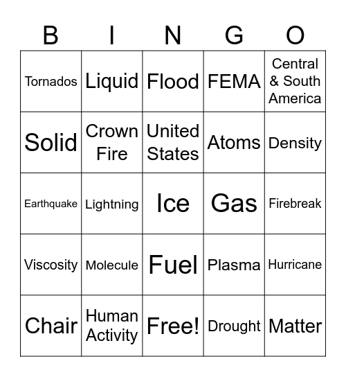 Vocabulary Bingo Card
