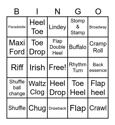 TAP DANCE BINGO Card