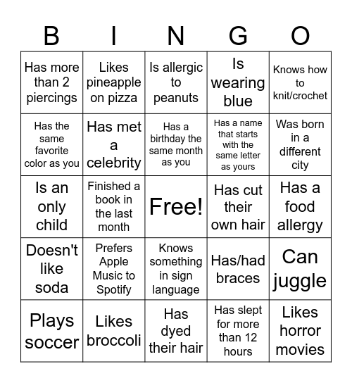 Find Someone Who... Bingo Card