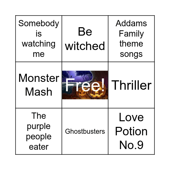 Halloween Music Bingo Card